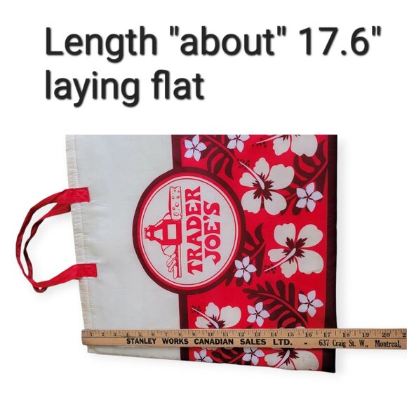 Trader Joes Y2K Vintage Aloha Tote Bag Cream Red Reusable Grocery Beach Bag - Picture 6 of 7